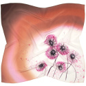 AM7-007 Hand-Painted Silk Scarf with Dandelions, 70x70cm