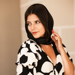 Black Satin Scarf, 90x90cm AS9-038
