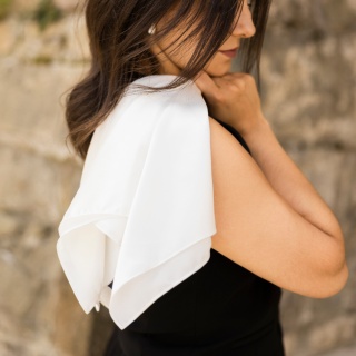 Ecru Jedwabna Apaszka Satynowa, 55x55cm AS5-029