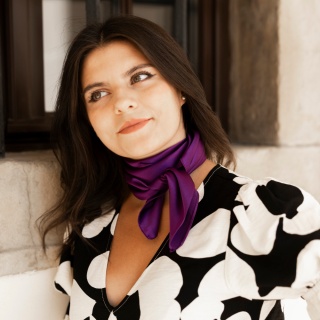 Violet silk satin scarf, 70x70 cm AS7-004