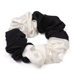 Silk scrunchie, satin hair scrunchie, white and black