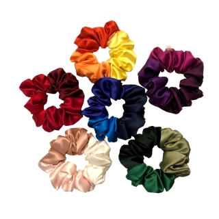 Biało-czarna jedwabna gumka scrunchie do włosów JGS-037