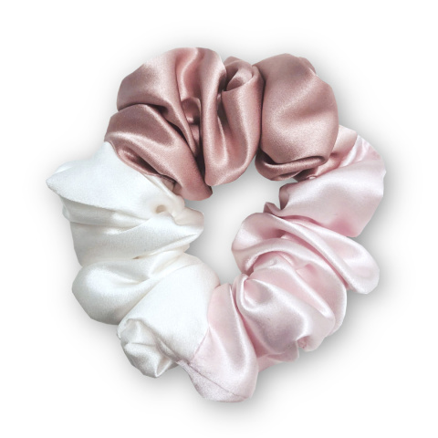 Seiden-Scrunchie, Satin-Scrunchie für die Haare, rosa