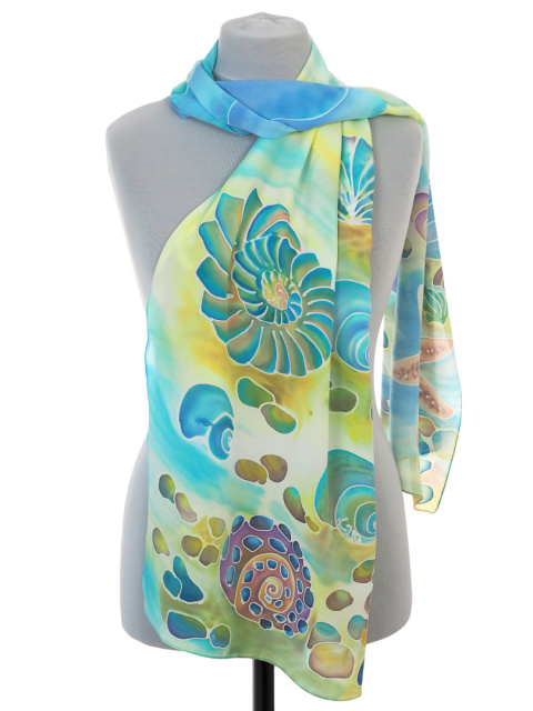 SZ-743 Elegant scarf for a dress, summer motif 170x45 cm