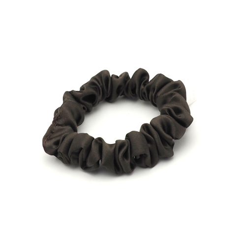 Satin-Scrunchie-Haarband, schmal, braun