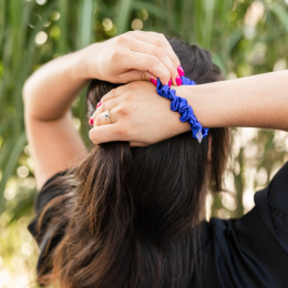 Cobalt blue satin scrunchie slim hairband