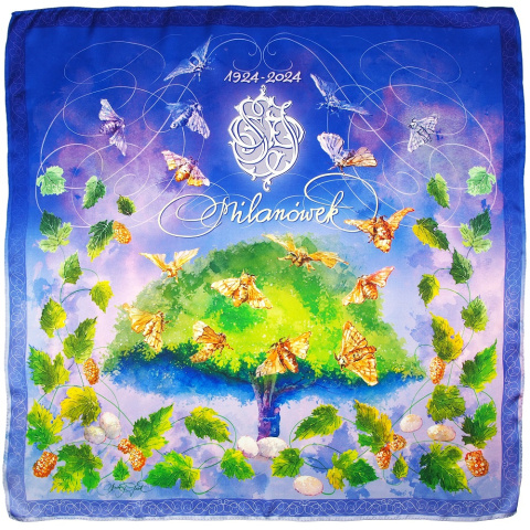 AJ-11A Jubilee silk scarf, centenary of Milanów silk 90x90 cm