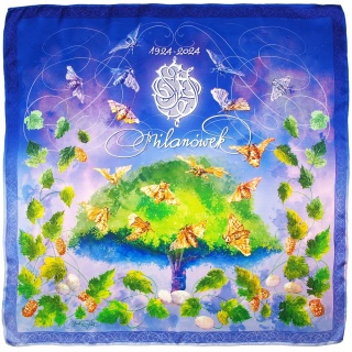 AJ-14A Jubilee silk scarf, centenary of Milan silk 90x90 cm