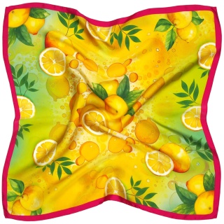 Silk double-sided scarf with lemons 68x68cm AD7-072