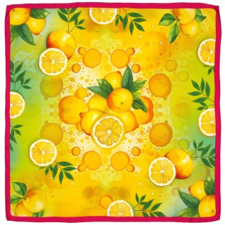Silk double-sided scarf with lemons 68x68cm AD7-072