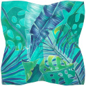 AM-092 Women's hand-painted silk scarf with leaves 90x90cm