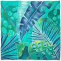 AM7-011 Women's hand-painted silk scarf with leaf 70x70cm