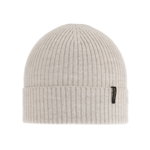 Women's merino hat light beige with stripes