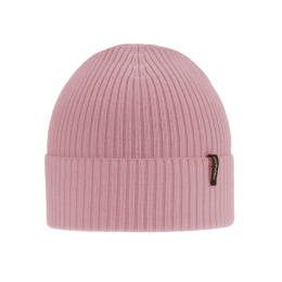 Women's pink striped merino hat