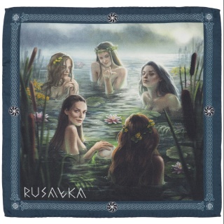 Men's pocket square made of silk twill, Rusalka 30x30 cm
