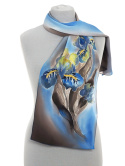 SZ-755 Women's Thin Silk Scarf Hand-Painted, Flowers 130x25cm