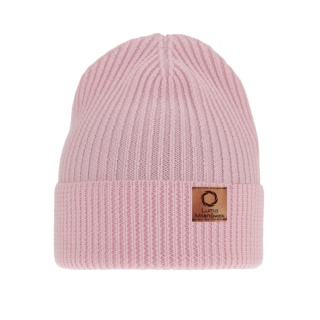 Women's merino hat pink with turn-up