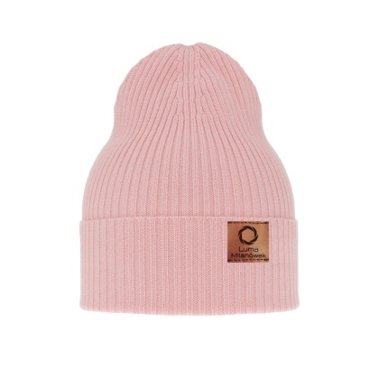Damen Merino Hut rosa mit Umschlag