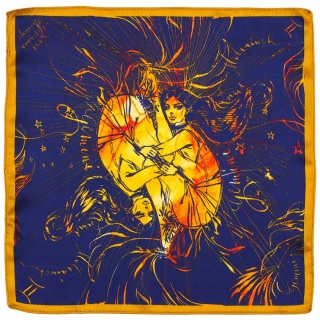Silk pocket square zodiac Gemini, 30x30cm