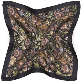 Silk handkerchief for suit with floral pattern 30x30 cm