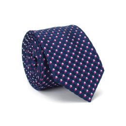 KP-21 Navy Blue Pink Microfiber Tie, Tie Factory