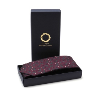 Christmas tie with holly burgundy KM-141