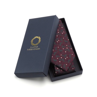 Christmas tie with holly burgundy KM-141