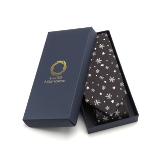 Brown Christmas Tie with Snowflakes KM-139