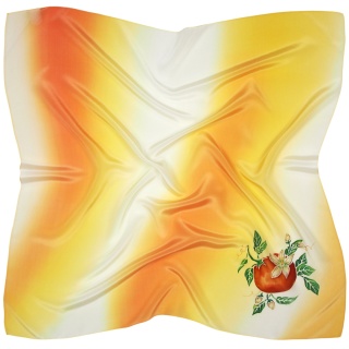 AM-104 Hand-Painted Pumpkin Silk Scarf, 80x80 cm