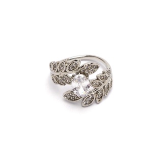 A clip for a scarf, a buckle for a scarf or shawl, leaves with cubic zirconia