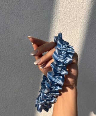 Blue silk garter for wedding