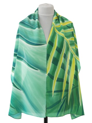 SZ-022 Women's silk shawl, leaf shawl 170x45 cm