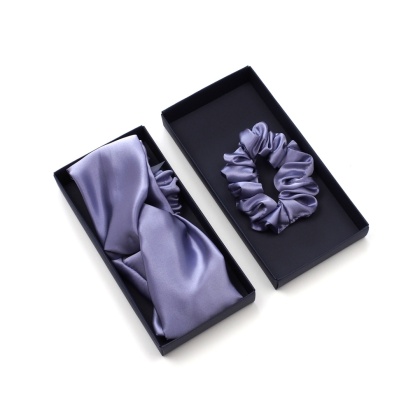 Jedwabny zestaw do włosów: opaska + gumka, liliowy ZOG-016