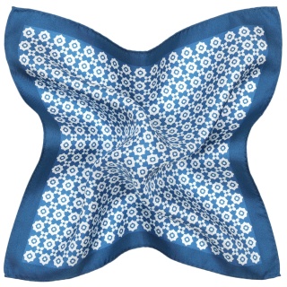 Jedwabna Poszetka Granatowa w Geometryczny Wzór 30x30 cm