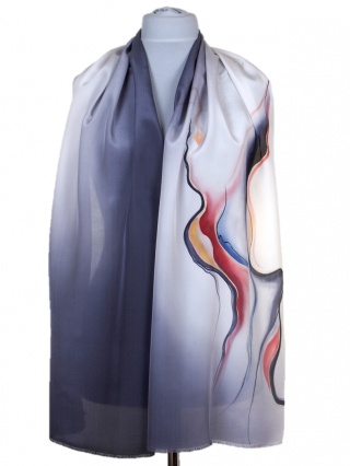 SZ-427 Hand painted silk long scarf, 170x45cm