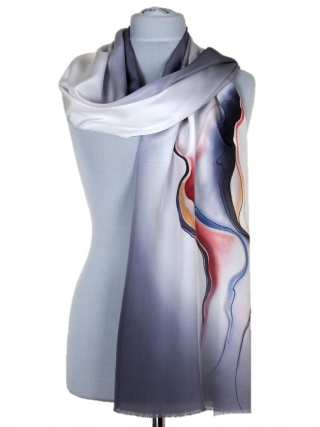 SZ-427 Hand painted silk long scarf, 170x45cm