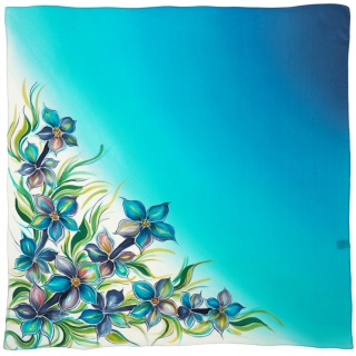 AM-114A Hand-painted silk scarf, 90x90cm