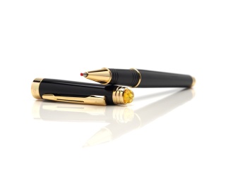 Golden Rollerball Pen with Amber