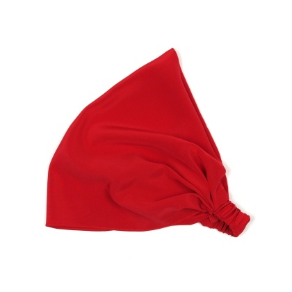 Jedwabna chustka na głowę z gumką w kolorze czerwonym CHJ-024