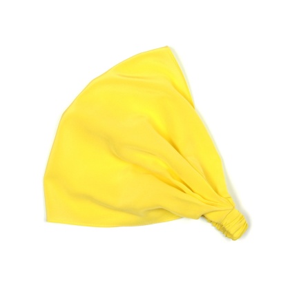 Jedwabna chustka na głowę z gumką w kolorze żółtym CHJ-025