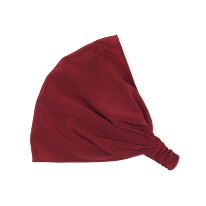 Jedwabna chustka na głowę z gumką w kolorze bordowym CHJ-019