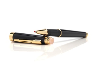 Gold Rollerball Pen with Rose Quartz – KPZ-13