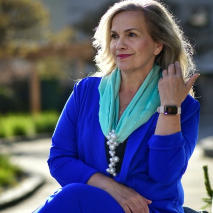 Szal typu komin damski na szyję z satyny, niebiesko turkusowy