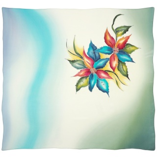 AM-1040 Hand-Painted Silk Scarf Flowers, 88x84cm
