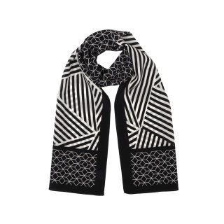 Double-sided silk scarf with geometric patterns 145x30cm SDM-04