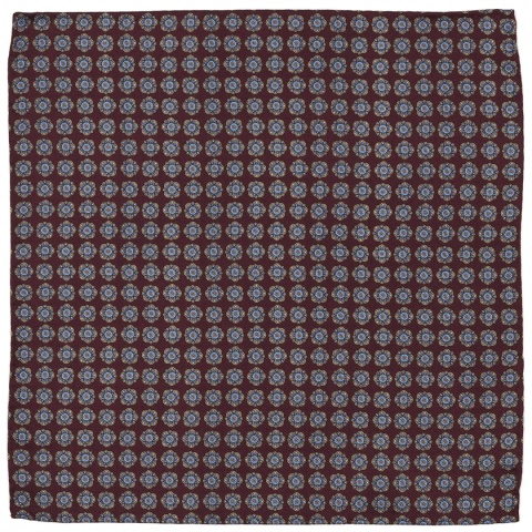 Poszetka jedwabna w mikrowzór brązowa 30x30cm PJ-392