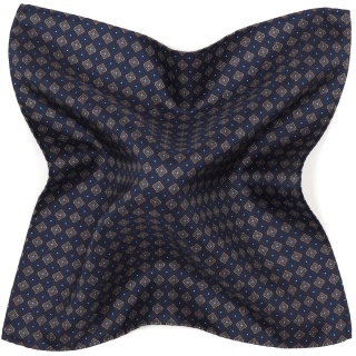 Navy Blue Silk Pocket Square with Micro Pattern 30x30 cm PJ-393