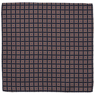 Navy Blue Silk Pocket Square with Micro Pattern 30x30 cm PJ-395