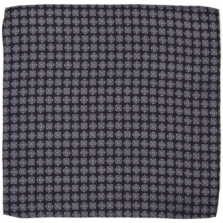 Navy Blue Silk Pocket Square with Micro Pattern 30x30 cm PJ-396