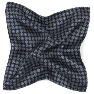 Silk Pocket Square with Blue Micro Pattern 30x30 cm PJ-389